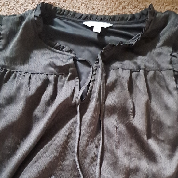 LC Lauren Conrad Black Blouse with Tie Detail - Picture 3 of 4